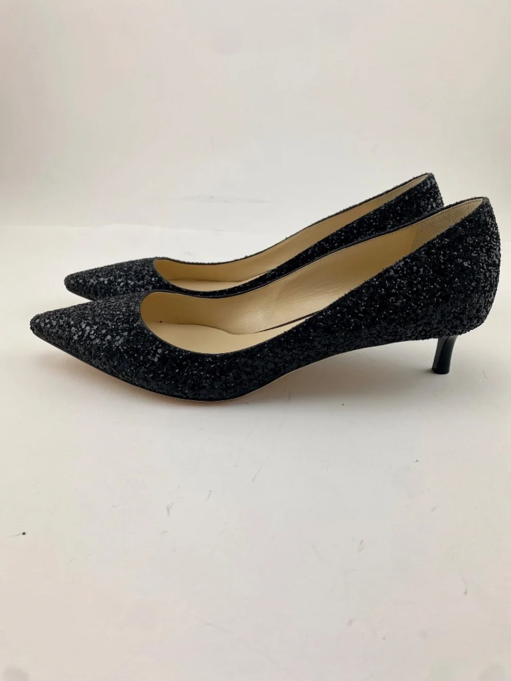 Jimmy Choo Black Glitter Pointed Toe Romy Pumps Size 39.5 - Picture 2 of 4